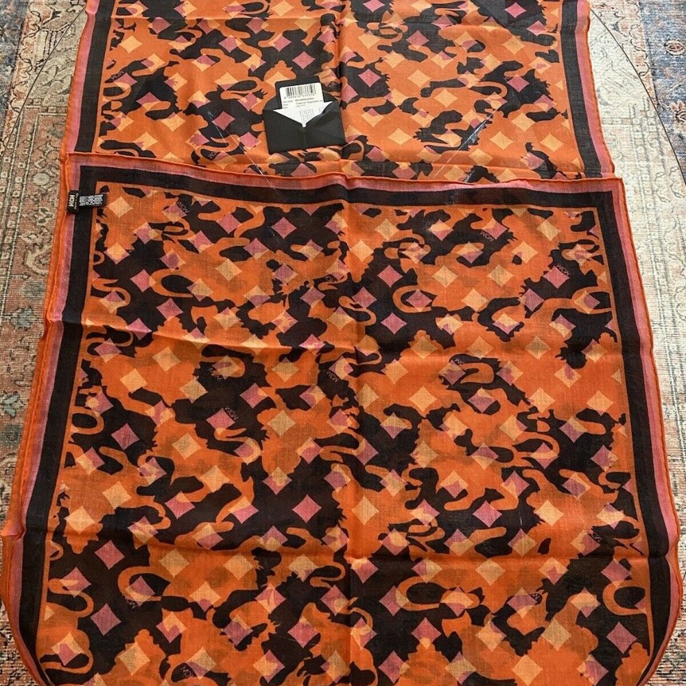 MCM JACQUARD SCARF Virgin WOOL Tangerine Tango